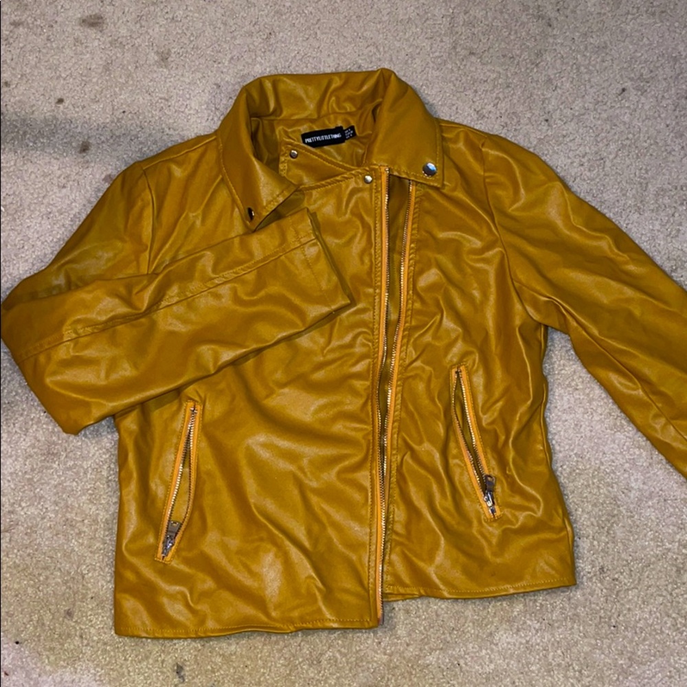 “Leather” Mustard Jacket Size US 4 UK 8 EUR 36